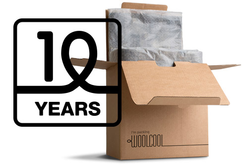a woolcool box set with a 10 year icon in a black box