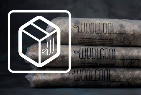 a stack of 3 Woolcool liners and an icon of a Woolcool box