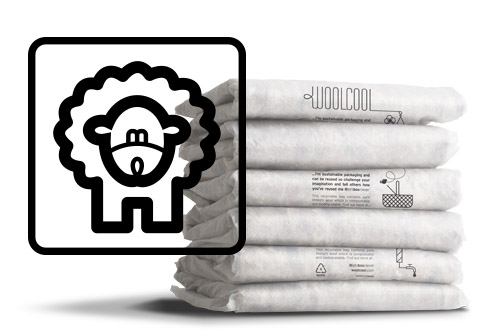 a stack of woolcool liners with a sheep icon