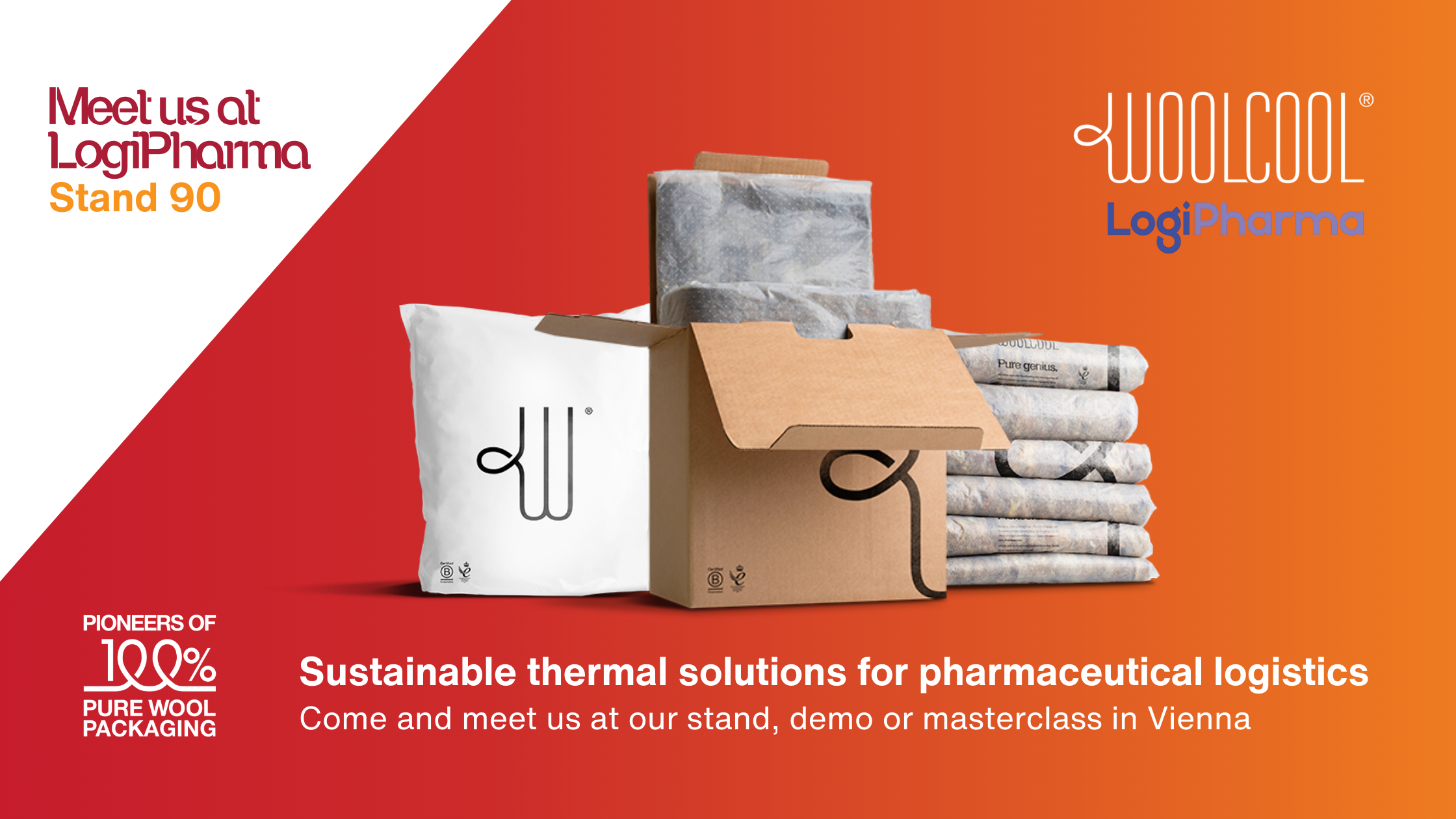 A gradient background with Woolcool products