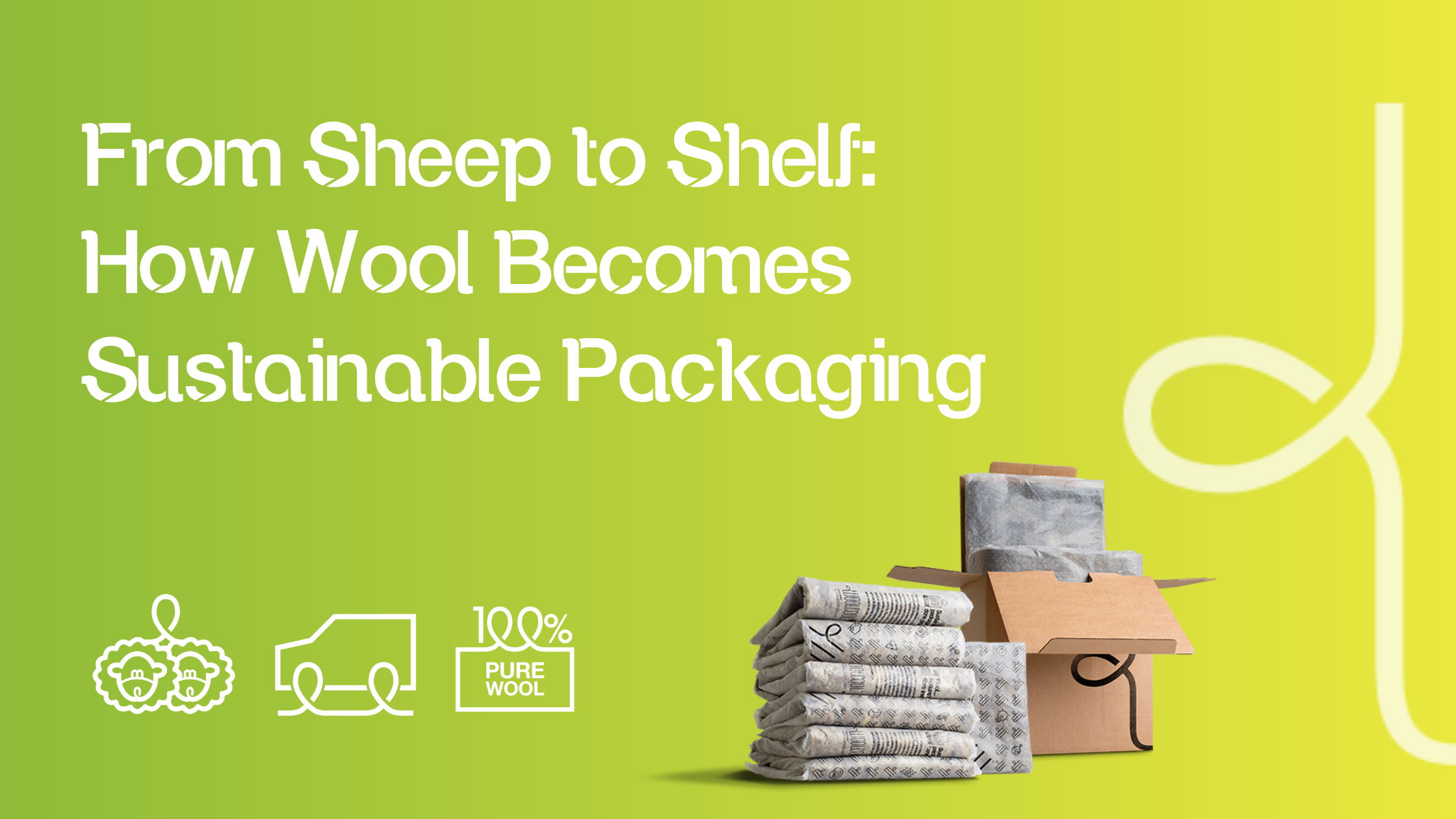 Green gradient background with text and Woolcool packaging
